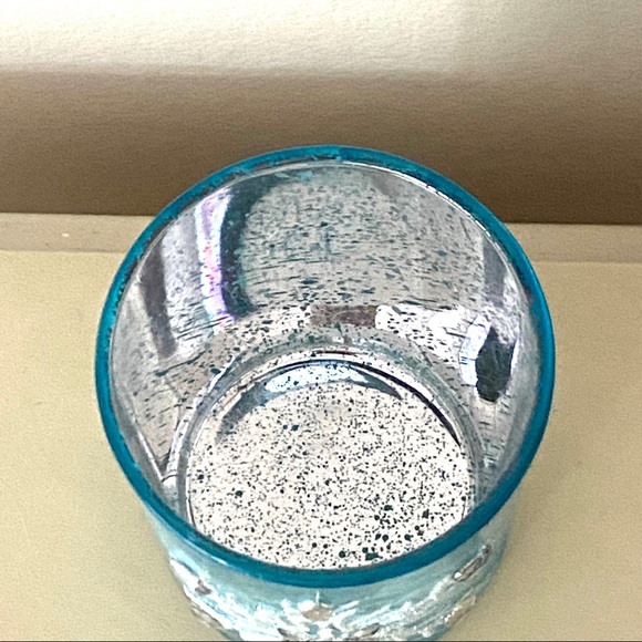 New Candle Holder Blue Silver with Jeweled Snowflake Christmas Winter Holiday - Picture 4 of 6